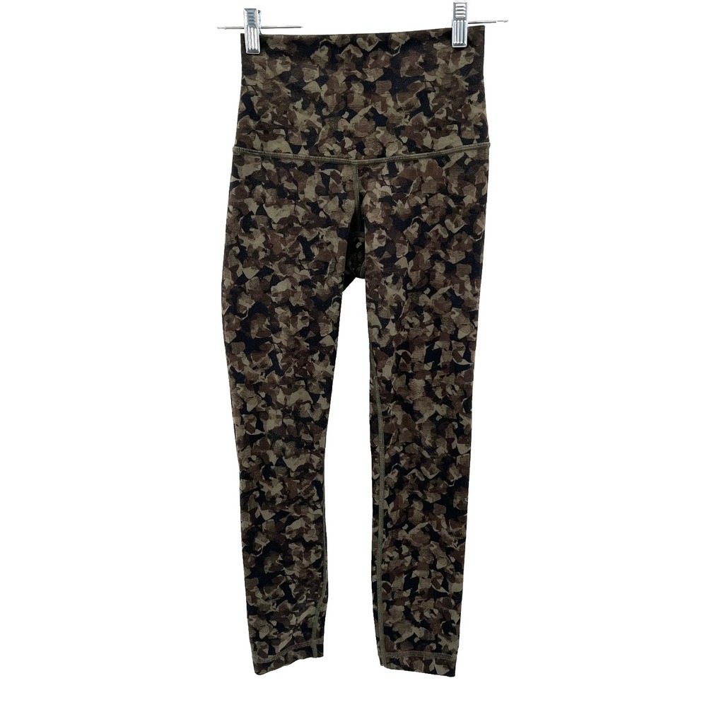 LULULEMON Women's Sz 2 Wunder Under Pant *Luon (Roll Down) Mystic Jungle Fatigue